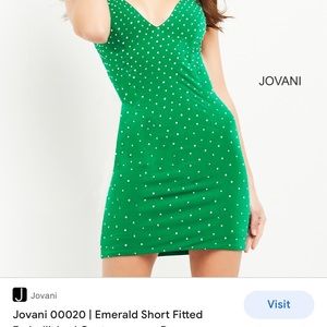JOVANI emerald green with stones short homecoming or prom dress size 0